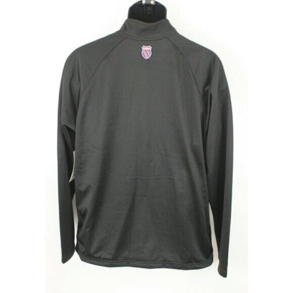 K Swiss Mens Track Jacket Top Shot Minimalist Colorblock Logo Zip Black Sz L - Picture 9 of 15